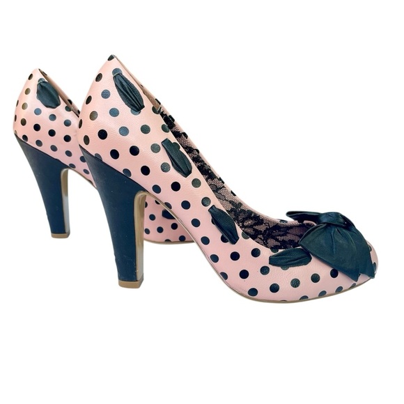Office London Polka Dot Pin-Up Pumps -Size 7- 50s Retro Glam Coquette high heels - Picture 4 of 16